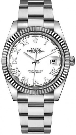 Rolex Datejust 41 White Dial Oyster Bracciale Bianco Orologio da uomo 126334