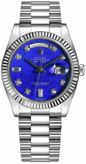 Rolex Day-Date 36 Blue Diamond White Gold Watch 118239